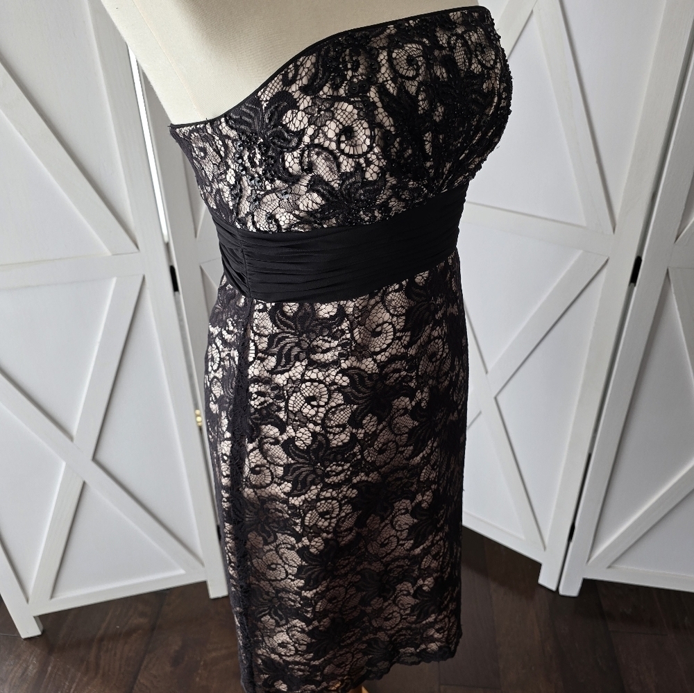 WHBM Strapless Black Lace Overlay Dress - Picture 3 of 8